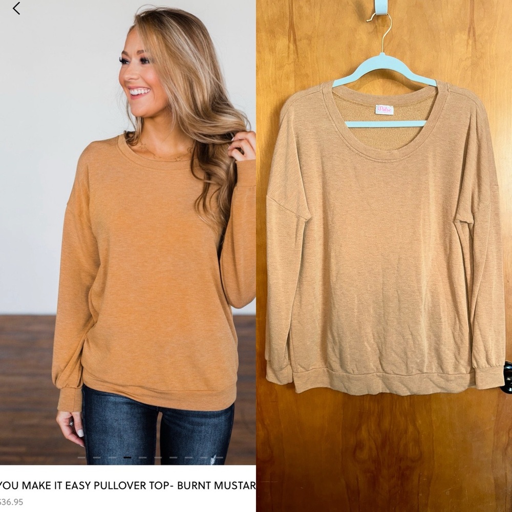 The Pulse Boutique Pullover Sweater Mustard Yellow Fall Amber